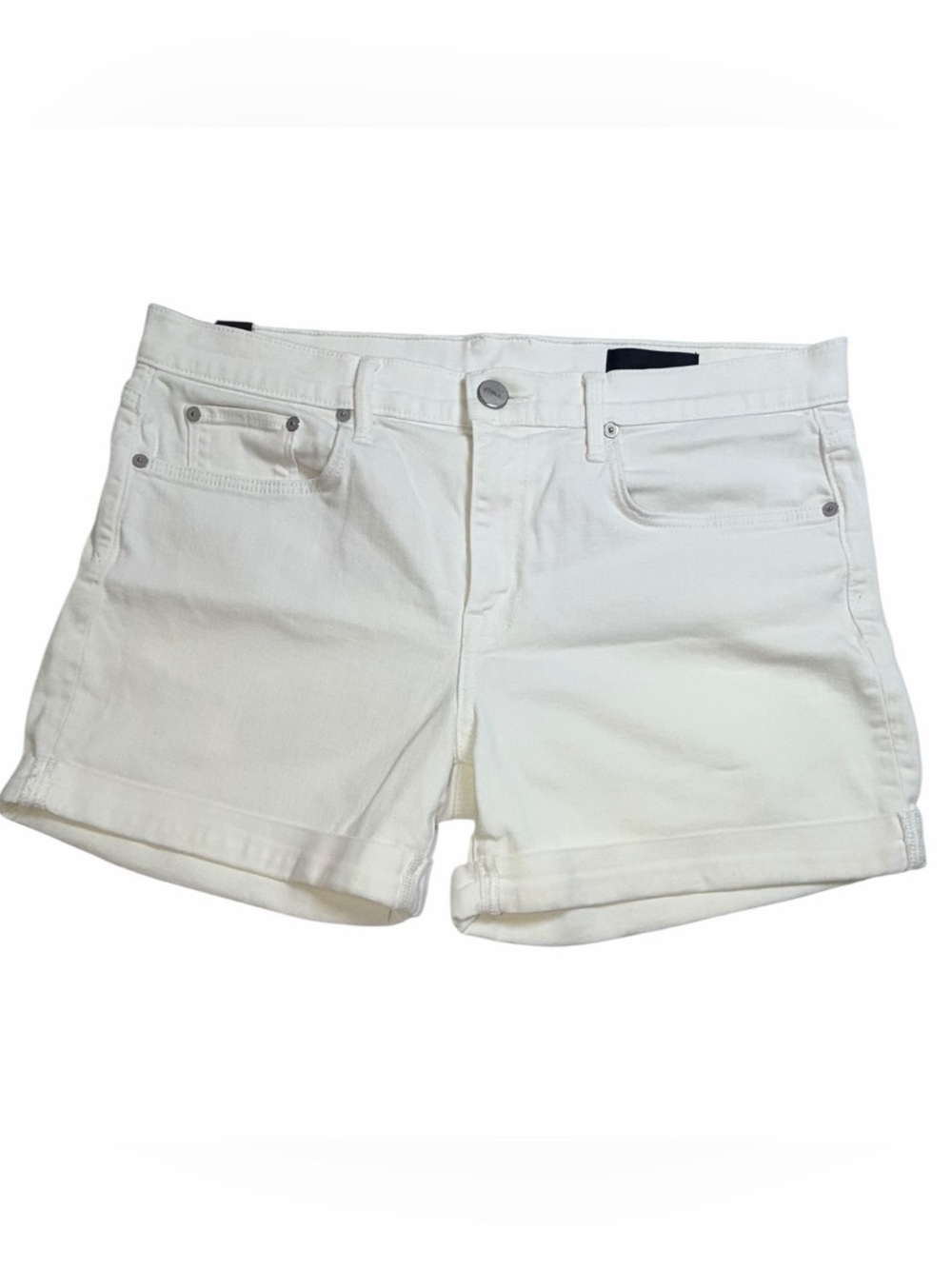 Vince. White Denim Shorts Size 29 Stretch Cotton Cuffed Mid Rise - Picture 2 of 9